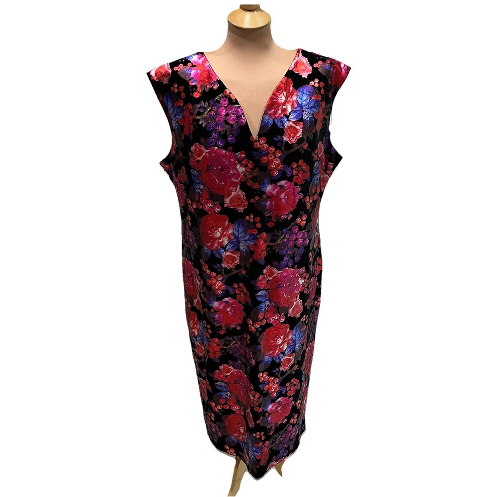 Eci Velvet Floral Sheath Dress Size XL Metallic Whimsigoth Wedding‎ Guest Party